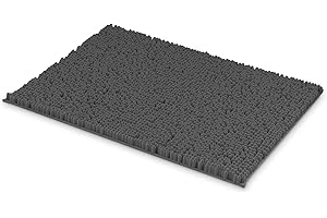 MEGAROOM Non Slip Chenille Bath Mat - Absorbent Bathroom Mat - Extra Soft Bath Mat for Bathroom - Non Slip Anti Mould with 40 x 60 cm, Machine Washable, Dark Grey