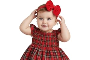 BOTTEGA DELLA PRINCIPESSA Fascetta per Capelli Neonata con Fiocco Rosso in Velluto-Fascia per capelli Bambina