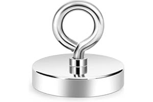 Neosmuk Aimant de pêche, 272,2 kg + base en métal usiné CNC robuste avec aimant haute puissance, grand aimant de 7,6 cm pour retirer, aimant super puissant avec poignée pour étiquette