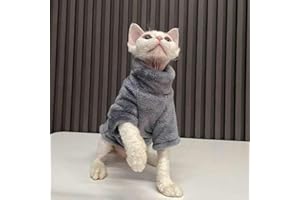 MOKATES Winter-Katzen-Kleidung für Sphinx, warmer Kapuzenpullover, dicker Mantel, Kätzchen-Kostüme, Chihuahua, Herbst, doppelseitig, Samt, Größe L