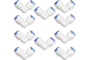 CESFONJER Codo de 3/8" conexión rápida montaje de tubo, empuje a los conectores, para sistema de ósmosis inversa RO (10 Pcs)