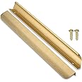 SYZOW 6 Pack Black Cabinet Pulls Kitchen Cabinet Hardware Cabinet- Edge Finger Tab Pull Black Pull Hidden Drawer Handles 96mm Hole Centers (Gold, Hole Centers:300mm)