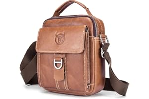 VINBAGGE Petit Sac à bandouliere en Cuir Véritable Sacoche Bandouliere Homme Cartable Sac de Messager Pochette Porte-Documents Sac porté épaule Business