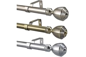 YOUR HOME ONLINE 28mm Extendable Complete Eyelet Metal Curtain Pole With Metal Vienna Finials (28mm, 1.2m - 2m Extendable Brushed Chrome)