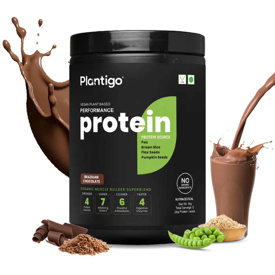 Plantigo Clean Plant Protein Powder | No Preservatives, No Banned Substances |Super Protein Blend- Pea, Brown Rice, Flax, Pum
