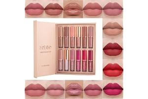 BEAUTY SEARCHER Beauty Glazed nieprzywierająca 12 kolorów Matowa Szminka Nude Zestaw