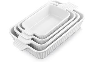 MALACASA serie Bake.Beka, Set de 4 Fuentes para Horno, Molde de Horno para Platos ideales para Lasañas, Pasteles, Tapas, Porcelana