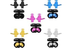 KATLKIU Tappi Orecchie Nuoto in Silicone – 5 Paia con Custodia – Impermeabili, Morbidi, Riutilizzabili – per Piscina, Doccia, Surf, Snorkeling