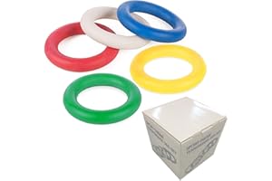 Sport-Thieme Tennisringe 5er Set | 5X Bunte Gummi-Wurfringe für Kinder, Hunde, Senioren u. Wasser | Aus robustem Moosgummi | Außen ø 17 cm | ca. 220 g