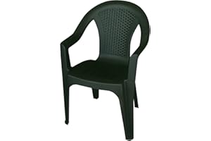 MULTISTORE 2002 Sedia impilabile in rattan, da giardino, in plastica, per balconi, terrazze, colore: verde scuro