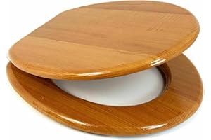 BARGAINSGALORE New 18" MDF Universal Bathroom WC Toilet SEAT Easy FIT with Fittings Wooden W/C (Antique Pine)