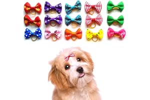 TSUWNO Hunde-Haarschmuck: 15 Stk. Hundehaar-Schleifen mit Gummiband für Langhaar-Haustiere. Farbenfrohes Zubehör für Hunde, Katzen & Welpen in zufälliger Farbauswahl.
