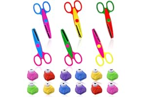 NAJILI 6 pezzi Forbici Per Bambini set, 12 pezzi Punzonatrice, Forbice di Sicurezza per Bambini, Forbici Seghettate Con Varietà di Modelli di Divertimento per Bricolage Creativo Decorazione fai da te