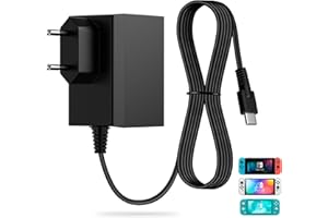 Jeestam Zasilacz USB C 39 W z kablem do ładowania 1,8 m, kompatybilny z Nintendo Switch, Lite, Switch OLED, Dock, Pro Controller, obsługuje tryb TV