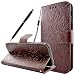 Produktbild Fraelc Samsung Galaxy A3 2017 Hülle Premium Kunstleder Tasche im Bookstyle Klapphülle mit Weiche Silikon Handyhalter Lederhülle für Samsung Galaxy A3 (2017) Indische Sonne Design Brieftasche - Braun