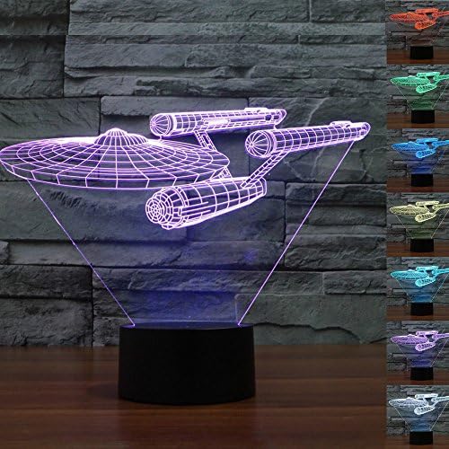 Tama Caumi Star Trek 3D Night Light 7 Color Change LED Table Lamp Bedroom Optical Illusion Lights with Acrylic Flat ABS Base USB Charger for Christmas Gifts