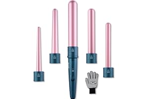 CkeyiN Ferro Arricciacapelli 5 in 1, Arricciacapelli Ceramica Professionale,Arricciacapelli con guanto antiscottatura,Temperatura Regolabile: 150°C/300°F - 210°C/410°F