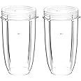 QWORK® 32OZ Juicer Cups Compatible with Nutribullet 600W 900W Blenders, Juicer Replacement Parts (2 Pack)