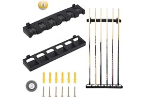Yzwuyou 6 Pool Cue Holder Rack Billiard Cue Stand Wall Mounted Snooker Cue Rack, Pool Stick Holder, for Pool Table Accessories Game Room Pool Bars Clubs Billiards Players