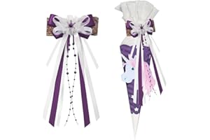 KEWUF Sacchetto per la scuola, con fiocco e farfalla, per la scuola, per ragazze, per la scuola, per bambini, per la scuola, per il fai da te, con fiocco, viola chiaro, per l'inizio della scuola(B)