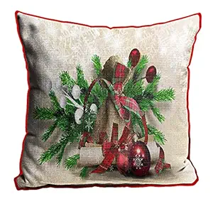 DreamVio Jute Exclusive Merry Christmas Decorative Throw/Pillow Covers, Cushion Covers for Gifting, Living Room, Bed Room, Sofa,Chairs Pack/Set of 1 (Multicolour, Size 24 x 24 Inches)