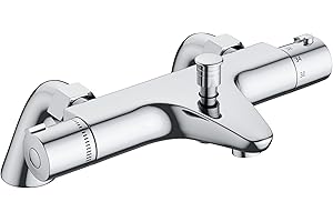 MORADO Thermostatic Bath Shower Mixer,Thermostatic Bath Mixer Tap,Bath Tap with Temperature Control,Solid Brass,Chrome Finished,Bathtub Mounted,(Bathtub Mounted)