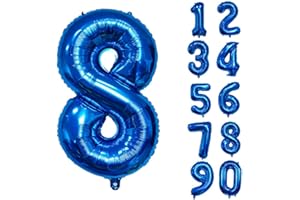 VOLUNX 32 Inch Number Balloons Giant Number Aluminium Foil Helium Balloons for Birthday Party Celebration Decoration New Year Baby Shower Anniversary (Blue, 8)