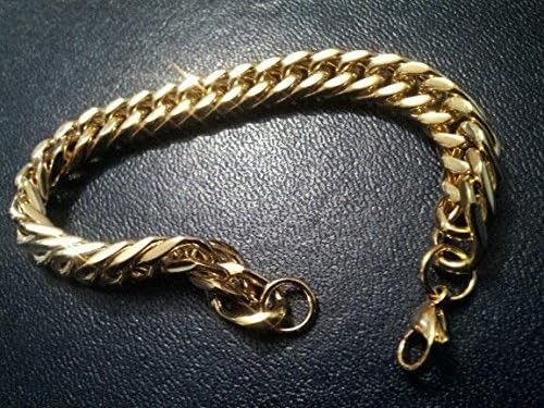 MENS 10mm 24K GOLD PLATED CURB BRACELET MINT CONDITION FAST DISPATCH