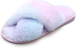 Fadezar Pantoufle Femme Chausson Peluche Chaud Slippers Claquette Fourrure Sandal Bout Ouvert Accueil Chaussures