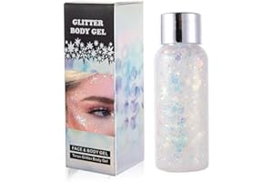 GL-Turelifes Lentejuelas de sirena con purpurina liquida, sombra de ojos, gel para el cuerpo, festival, cosmeticos, para el pelo, maquillaje de larga duracion, brillo de 30 g (09# Blanca)