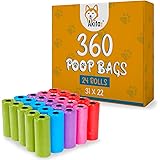 Akitaink 360 pezzi Sacchetti Cane Cacca, 4 Colori, 31 * 22 cm, Materiale in Polietilene, Forti a prova di perdite, Portatili 