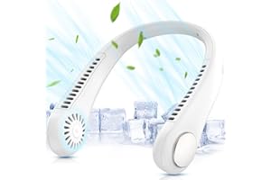 ITHKY Neck Fan, Portable Fan Hands Free Bladeless Mini with 360°Cooling Airflow, USB Rechargeable Personal Quiet Wearable 3 Wind Speed for Sports Outdoor Indoor, Dark White