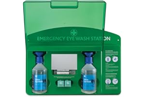 Reliance Medical Eye Wash Station - Complete Emergency Solution with Illumination, Includes Eye Bandage, Saline Eye Wash 500 ml, Saline Eye Wash Pods