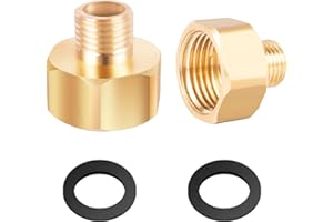 BAHAN ALAMY Adattatore a gas 1/2" IG x 1/4" AG, 2 connettori per tubo a gas in ottone, filettatura interna destra su filettatura esterna sinistra da 1/4", adattatore per fornello a gas o piano cottura