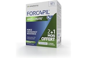 Forcapil Anti-chute - 2 mois + 1 mois offert - Complément alimentaire pour cheveux et ongles - Prévient la chute de cheveux - Cure de de 3 mois