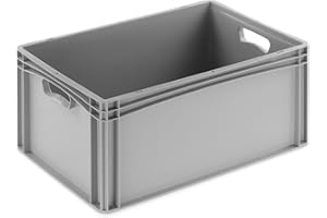 DIE BOX FABRIK Eurobehälter 600x400x270mm | geschlossene Box | Aufbewahrungsbox | Kunststoff Kisten | Lagerbehälter mit Griffen | robuste Stapelbox | Eurokiste | Mehrwegbehälter