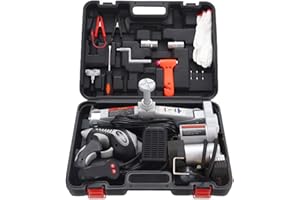 ROGTZ Electric Car Jack Set – 12V Auto Scissor Lift 3 Ton Vehicle Trailer Floor Jack Stands for Tire Change Emergency Tyre Repair Kit with Impact Wrench and Air Pump
