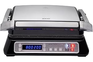 SOGO Plancha piastra scalda panini con controllo digitale, bistecchiera piastra 2200 W con timer e schermo LCD, piastra cucina, piastra elettrica apertura 180°