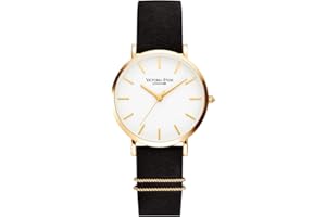 VICTORIA HYDE Femmes Quartz Montres Bande de Maille d'acier Inoxydable/Bracelet en Cuir