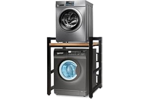 JXZ Waschmaschinenschrank, über dem Waschmaschinenregal, Waschmaschine Trockner Schrank Regal, 3 Höhenverstellbar, Tragfähigkeit 300 kg für Badezimmer Küche Balkon Waschküche (Schwarz B)