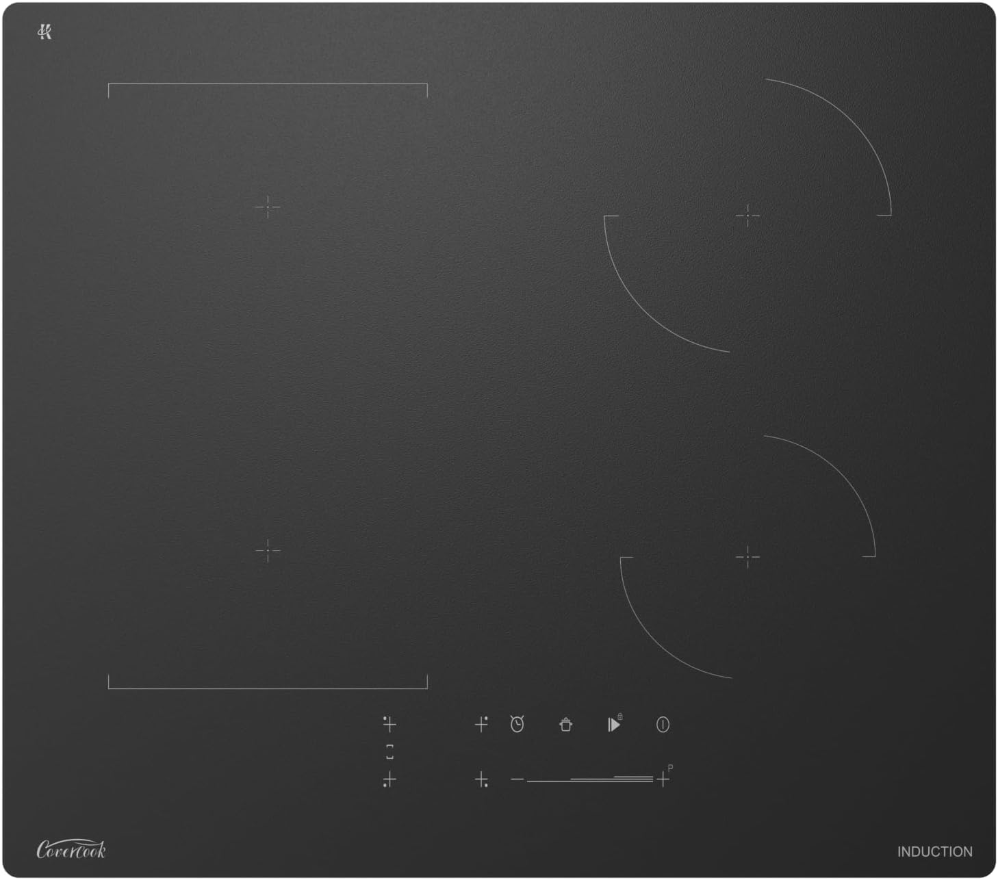 COVERCOOK Induction Hob, 59cm Electric Cooktop, Built-in Hot Plates with Bridge Zone, 7000W, 240V, Matte Glass, Scratch-resistant, Pause and Keep Warm Function