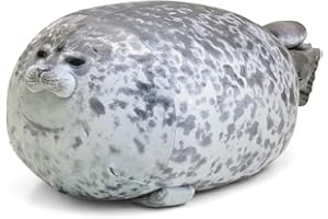 SiSfeL Foca de Peluche de Juguete,30cm Cute Blob Seal Pillow,Almohada de Felpa de Focas Gris,Muñeco de Peluche Animal Focas,Fat Seal Plushie Toy Regalo para Niños y Parejas