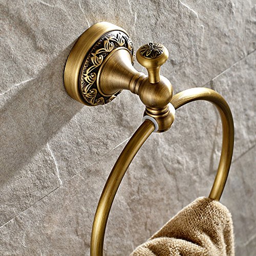 Weare Home Retro Solide Kupfer Einzeln Handtuchring Handtuchstangen Handtuchhalter, Minimal Klassic mit Einschnitt Bronze Beschichtung Wandmontage Haltbar Badzubehör Badaccessoires Dekor für Küche - 5