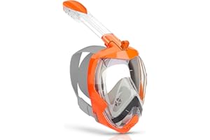 Ledeak Full Face Snorkel Mask, 180°Panoramic View Snorkel Mask Full Face, Foldable Anti-fog Anti-leak Design Diving Mask, Adjustable Snorkeling Mask with Safe Breathing System for Adults Kids
