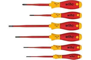 Wiha Jeu de tournevis isolés SoftFinish slimFix électricien (35389), lot de 6 Fente ou plat et cruciforme ou PH