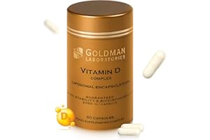 Vitamine D Complexe Liposomale Goldman Laboratories - 2000 IU - Complexe Breveté Vitamine D3 K2MK7 C - Biodisponibilité Maximale - Immunité, Os, Dents, Articulations, Bonne Humeur - Action Prolongée