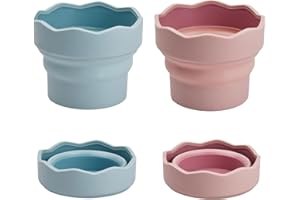 Jisrcha Wasserbecher für Pinsel Kinder, 2 Stück Faltbarer Wasserbecher Für Wasserfarben, Wasserbehälter Farbkasten, Malbecher für Drinnen und Draußen Malerei