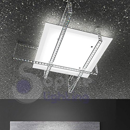 Ceiling light ceiling lamp modern design stylish glass satin chrome steel silver square crystal living room Crux PLG Cristal Sophie Lighting
