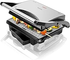 Cecotec Rock’nGrill Parrilla Eléctrica Revestimiento Antiadherente RockStone, Adaptable en Altura, Superficie de cocinado