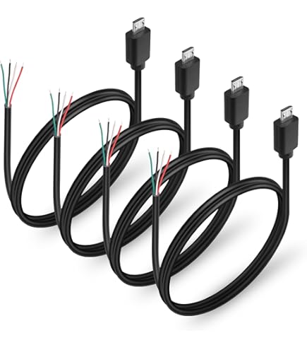 Grelua 6 Pièces Queue De Cochon USB 22AWG, Câble USB 2.0 à 2 Fils, Extréité Ouverte à Fil Nu à